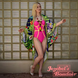 Tropical Floral Kimono, Orchid Caftan Beach Cover, Navy Rainbow Flower Beaded Fringe Cruise Wrap, Tiki Shawl, Exotic Jungle Kaftan, Burlesque Oasis Cocoon Dressing Gown Caribbean Polynesian Hukilau Viva Las Vegas Carnival Mardi Gras Festival