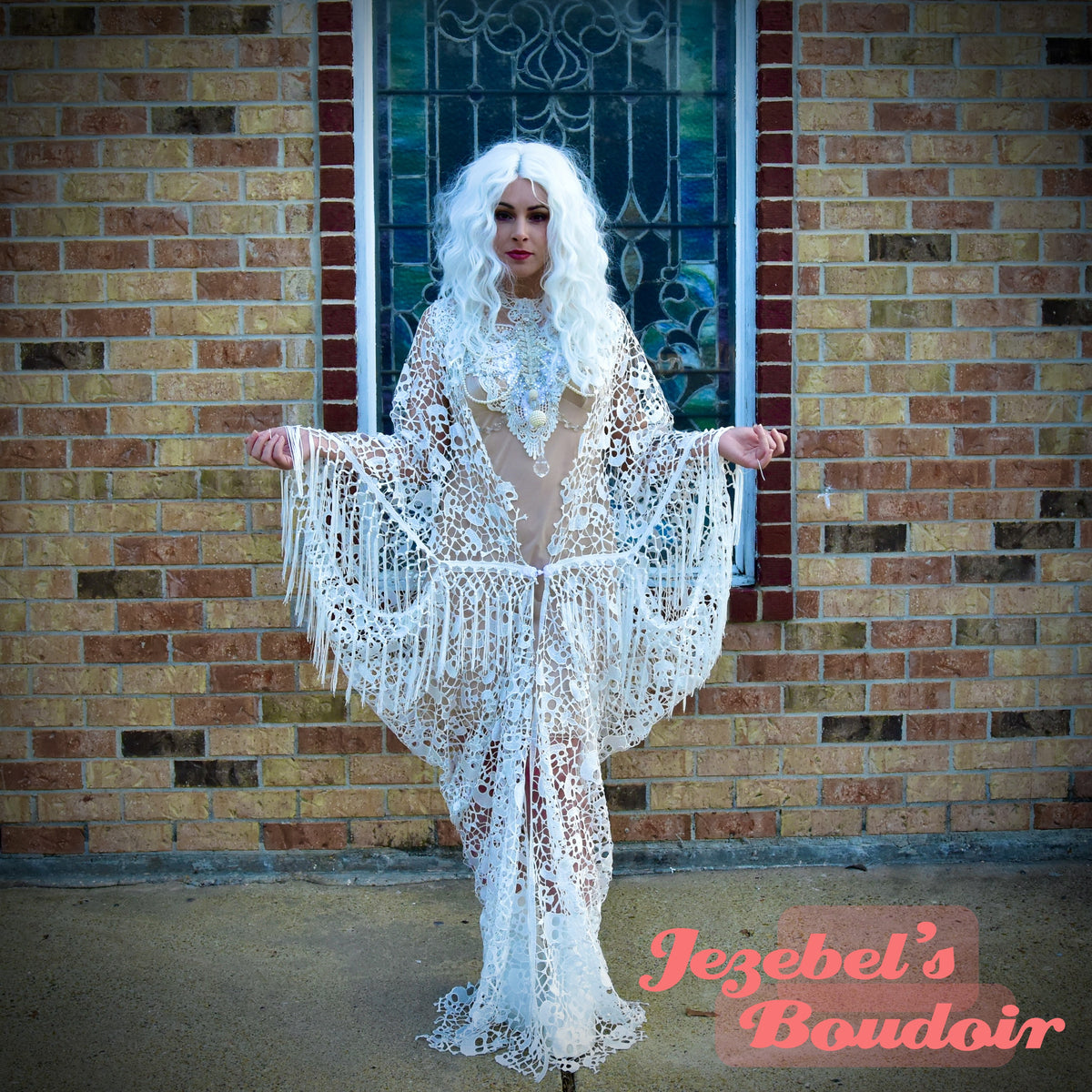 Gothic White Lace Skull Fringe Robe, Ghost Halloween Costume Duster, Bride of Frankenstein Bat Wing Dressing Gown, Cocoon Poiret Kimono, Dia de los ... Gothic White Lace Skull Fringe Robe, Ghost Halloween Costume Duster, Bride of Frankenstein Bat Wing Dressing Gown, Cocoon Poiret Kimono, Dia de los ...