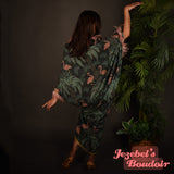 Caftan Beach Cover Feather Flamingo Wrap Shawl Kaftan Tiki Retro Kimono Palm Tree Emerald Green Burlesque Tropical Oasis Cocoon Dressing Gown Pink Caribbean Hukilau Viva Las Vegas Damask Mediterranean Jezebel's Boudoir Carnival Jewel Tone Festival