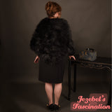 Art Nouveau Bat Wing Gown Cocoon Black Fur Wrap Shawl Drag Queen Burlesque Art Deco Theater 1920s Costume Glamorous Retro Vaudeville Dance Jezebel's Fascination Boudoir Photoshoot Wearable Art Gothic Romantic Festival Theatrical New Orleans