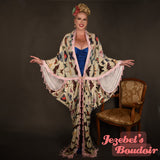 Velvet Art Nouveau Moth Bat Wing Pink Dress Gown Pearl Cocoon Robe Kimono Fantasy Gold Oddity Drag Queen Burlesque Bohemian Flowing Costume Glamorous Fortune Teller Vaudeville Jezebel's Boudoir Photoshoot Duster Romantic Majestic New Orleans Drop Waist
