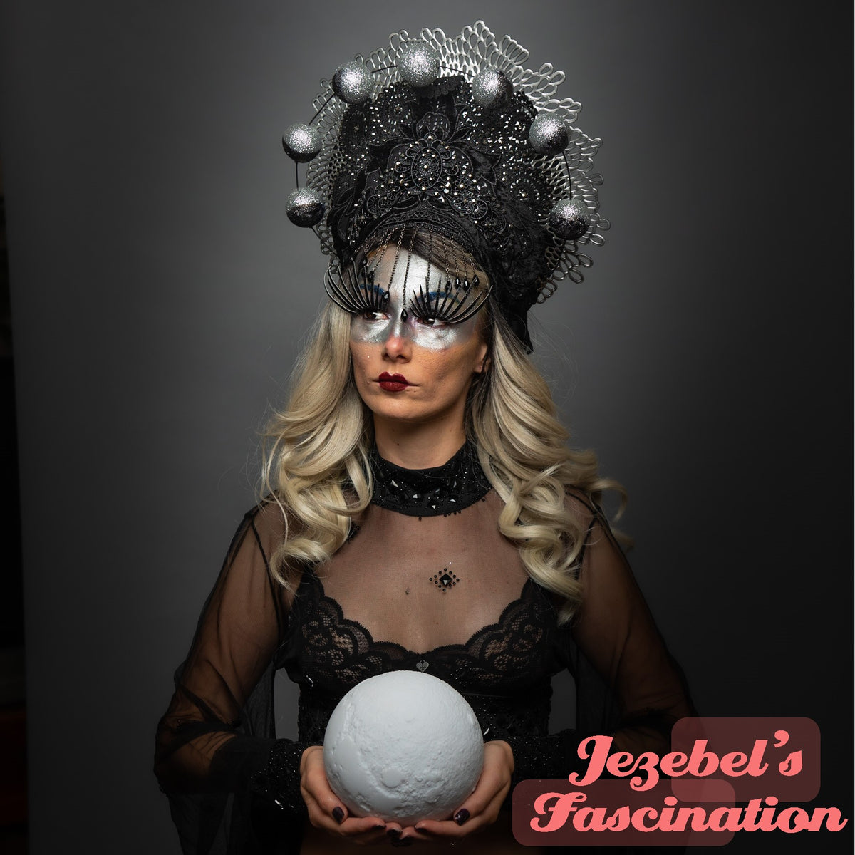 Moon Goddess Dark Heart Festival Headpiece Silver and Black by Brebitz Haloween il_fullxfull.7303720811_prx6.jpg main image 2
