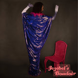 Reversible Mermaid Sequin Bat Wing Gown Cocoon Dressing Robe Lavender Hot Pink Feather Fringe Poiret Kimono Belly Dance Wrap Shawl Drag Queen Burlesque Duster Costume Mardi Gras Carnival Goddess Majestic Vaudeville Fantasy Jezebel's Boudoir Glamourous