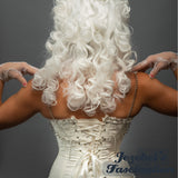 Skeleton Ribs Victorian Lace Pearl White Chest Piece Oddity Crystal Halloween Ghost Costume Bib Collar Gothic Romantic Statement Necklace Jabot Tassel Breast Fashion Fantasy Majestic Wedding Empress Gore