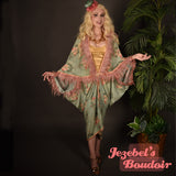 Caftan Beach Cover Feather Flamingo Wrap Shawl Caftan Tiki Retro Kimono Palm Tree Mint Green Burlesque Tropical Oasis Cocoon Dressing Gown Pink Caribbean Hukilau Viva Las Vegas Art Nouveau Mediterranean Jezebel's Boudoir Carnival Mardi Gras Festival