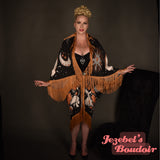 Luna Moth Art Nouveau Moon Phases Robe, Star Gold Black Witch Bat Wing Fortune Teller Duster, Mushroom Oracle Kimono, Fringe Celestial Dressing Gown, Festival Oddity Robe Flowing Belly Bohemian Dance Goddess Fantasy Costume Priestess Mystical Wings Festie