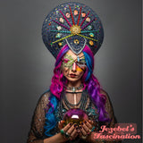 Eye Patch Fortune Teller Gypsy Pink Eye Costume Witch Halloween Bright Neon Green Eyelash Blue Feather Chain Rave High Priestess Oddity Occult Burning Man Cirque Renaissance Festival New Orleans Mardi Gras Theater Carnival Mage Cat Snake Dragon