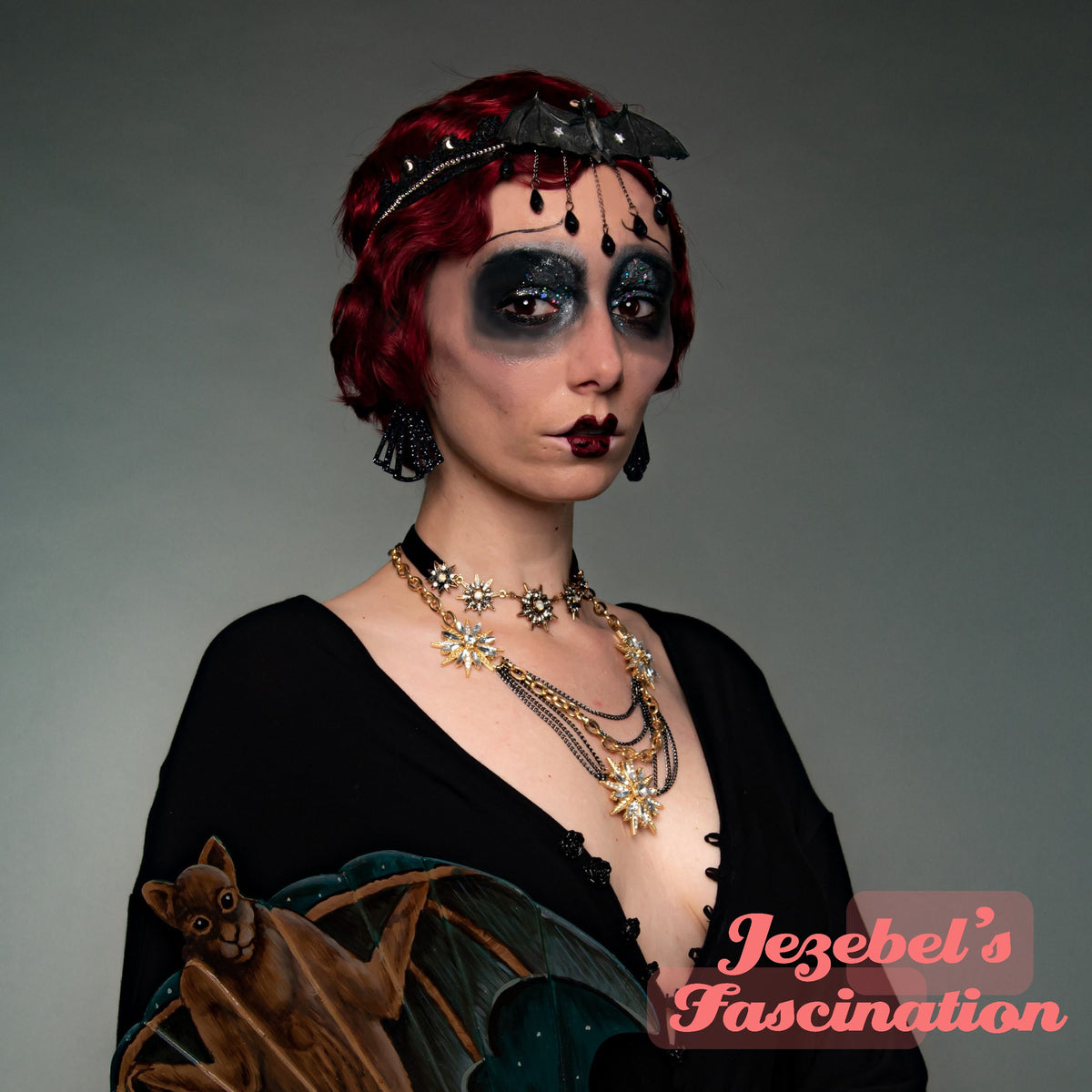 Elegant Vampiric Red and Black Women\'s headpiece Gothic Feather Tiara Halo Headdress , Red and Black Gothic  main image 2