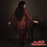 Art Nouveau Bat Wing Gown Cocoon Dressing Robe Purple Plum Sheer Eggplant Poiret Dance Wrap Fantasy Drag Queen Burlesque Art Deco Theater Costume Goddess Gothic Romantic Witch Vampire Ball WGT Majestic Vaudeville Priestess Jezebel's Fascination Boudoir
