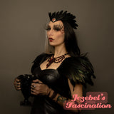 Feather Black Empress Crow Goddess Medieval Vampire Renaissance Queen Crown Majestic Fantasy Witch Gothic Morrigan Raven WGT Romantic Samhain Headdress Fairy Costume Art Nouveau Dark Red Headpiece Gothique Romantique Demon Mistress Crone