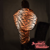 Tiger Art Nouveau Bat Wing Kimono Caftan Goddess Dressing Gown Fringe Duster Cocoon Robe Bohemian Poiret Flowing Wrap Drag Queen Burlesque Tiki Oasis Indian Hukilau Belly Dance Exotic Paisley Carnival Drop Waist Theater Costume Majestic Jezebel's Boudoir