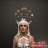 Star Halo Crown Celestial Gold Silver Saint Headpiece Light Up Heavenly Bodies Burlesque Galactic Queen Cosmic Goddess Mystical Maternity New Years Eve Fantasy Headdress Festival Theater Carnival Our Lady Guadalupe Angel Unique Headband Cosplay Mardi Gras