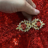 Red Sequin Art Nouveau Bat Wing Dressing Gown Cocoon Robe Fortune Teller Gatsby Oracle Flowing Kimono 1920s Belly Dance Wrap Drag Queen Duster Burlesque Poiret Old Hollywood Glamorous Halloween Costume Carnival Goddess Majestic Jezebel's Boudoir