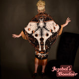 Luna Moth Art Nouveau Moon Phases Robe, Star Gold Black Witch Bat Wing Fortune Teller Duster, Mushroom Oracle Kimono, Fringe Celestial Dressing Gown, Festival Oddity Robe Flowing Belly Bohemian Dance Goddess Fantasy Costume Priestess Mystical Wings Festie