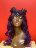 Feather Black Empress Crow Goddess Medieval Vampire Renaissance Queen Crown Majestic Fantasy Witch Gothic Morrigan Raven WGT Romantic Samhain Headdress Fairy Costume Art Nouveau Dark Red Headpiece Gothique Romantique Demon Mistress Crone