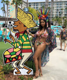 Caftan Beach Cover Pom Pom Tassel Wrap Shawl Kaftan Tiki Leopard Palm Neon Kimono Burlesque Tropical Oasis Dingle Balls Rainbow Cocoon Dressing Gown Teal Caribbean Damask Moroccan Retro Hukilau Kimono Viva Las Vegas Carnival Mardi Gras Festival