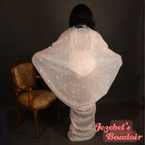 Ethereal Art Nouveau Majestic Bat Wing Flowing Dressing Gown Goddess Cocoon Robe Oracle White Poiret Kimono Belly Dance Wrap Drag Queen Burlesque Bride Wedding Theater Costume Elven Empress Sheer Vaudeville Fantasy Jezebel's Fascination Boudoir