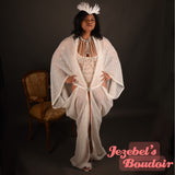 Ethereal Art Nouveau Majestic Bat Wing Flowing Dressing Gown Goddess Cocoon Robe Oracle White Poiret Kimono Belly Dance Wrap Drag Queen Burlesque Bride Wedding Theater Costume Elven Empress Sheer Vaudeville Fantasy Jezebel's Fascination Boudoir