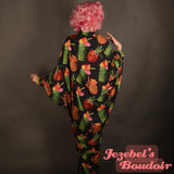 Caftan Beach Cover Pom Pom Tassel Wrap Shawl Kaftan Tiki Cocktails Kimono Dingle Balls Burlesque Tropical Oasis Cocoon Dressing Gown Caribbean Costume Retro Dance Hukilau Kimono Jezebel's Boudoir Photoshoot Wearable Art Carnival Mardi Gras Festival