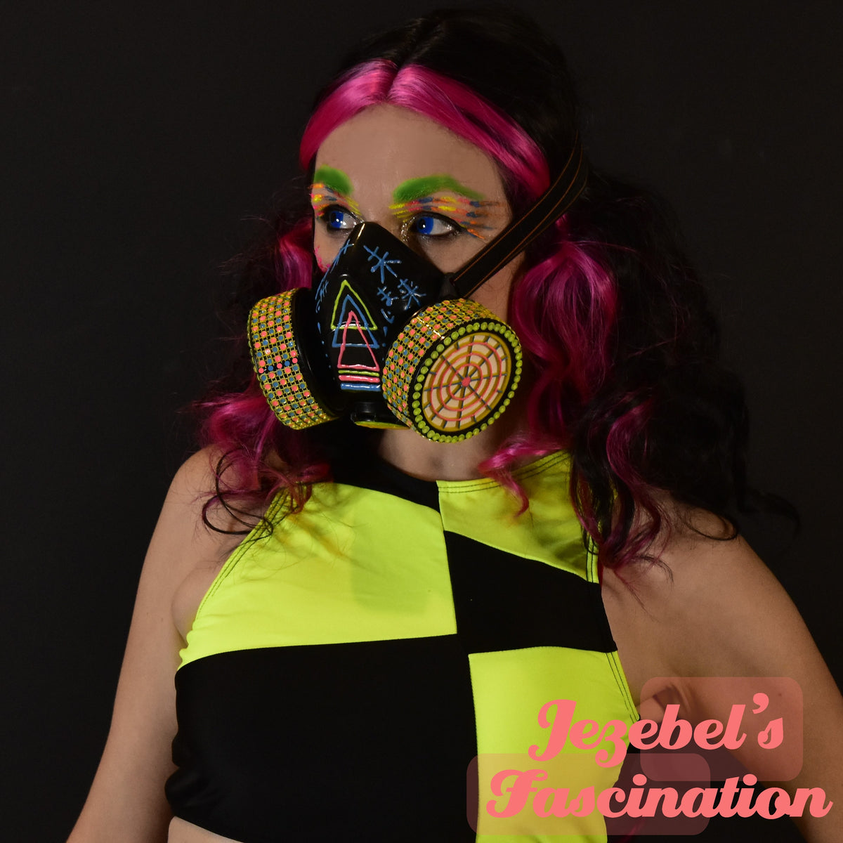 Vaporwave Glow Face Mask, Dust Gas Industrial Cyber Goth Punk Mouth No ...
