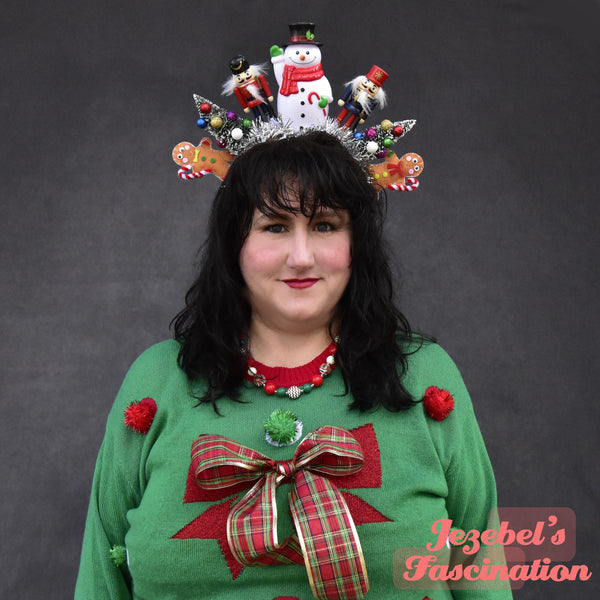 Ugly Christmas Sweater Headband, Hand Made Light Up Tacky Frosty Snowm Jezebel's Fascination Ugly Christmas Sweater Headband, Hand Made Light Up Tacky Frosty Snowm Jezebel's Fascination