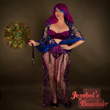 Peacock Royal Blue Art Nouveau Beaded Fringe Wrap, Sheer Purple Green Sequin Burlesque Cover, Erte Costume Kimono Robe, Queen Dance Shawl Deco Gatsby 1920s Flapper Flowing Costume Mardi Gras Carnival Goddess Boudoir Glam Unique Hand Made Sexy