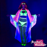 Neon Rainbow Sequin Duster, Glam Festival Glowing Kimono, UV Reactive Black Light Unisex Gown, Rave Festival Synthwave Vaporwave Electric EDC Dressing Robe, Oracle Dance Wrap Shawl Cover, Drag Queen Burlesque Costume Mardi Gras Carnival Goddess