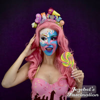 Pastel Rainbow Candy Headband, Wonka Land Costume Crown, Sweets Pastry Cupcake Marshmallow Gummy Bear Dessert Dapper Day Accessory Wonderland Cosplay Headdress, Lolipop Sucker Ice Cream Lolita Kawaii Bright Colorful Cirque Festival Carnival Funny Quirky
