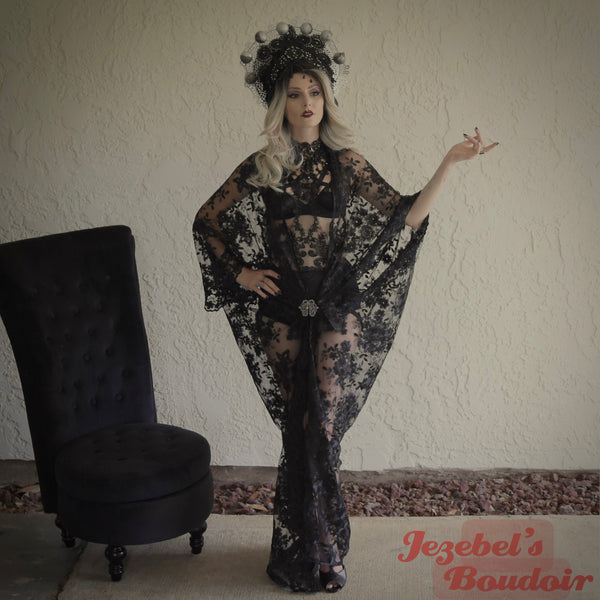 sheer burlesque dressing gown Black Long Ostrich Feather Dressing Gown, Sexy tulle Lingerie, Ostrich feather robe, See through sheer robe, Gift Idea boudoir pin up luxury