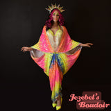 Neon Rainbow Sequin Duster, Glam Festival Glowing Kimono, UV Reactive Black Light Unisex Gown, Rave Festival Synthwave Vaporwave Electric EDC Dressing Robe, Oracle Dance Wrap Shawl Cover, Drag Queen Burlesque Costume Mardi Gras Carnival Goddess