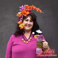 Sunset Orchid Tropical Luau Headpiece, Orange Purple Floral Dapper Day Hatinator, Formal Hawaiian Exotic Hair Flower, Tiki Oasis Paradise Garden Fascinator Headdress Party Hukilau Pin Up Polynesian Summer Cruise Unique Hand Made Large New Orleans