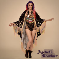 Astrology Wheel Pastel Rainbow Witch Duster, Celestial Crescent Moon Star Sun Bat Wing Dressing Gown, Planet Fortune Teller Zodiac Robe, Flowing Oracle Occult Priestess Pagan Belly Dance Flowing Costume, Mystical Eye Fantasy Goddess Majestic Bohemian