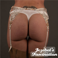 White Sexy Garter Belt Crystal Boudoir Burlesque Pearl Lace Thigh High Jezebel's Fascination White Sexy Garter Belt Crystal Boudoir Burlesque Pearl Lace Thigh High Jezebel's Fascination