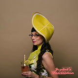 Lemon Slice Hatinator Blossom Headpiece Fruit Dapper Day Yellow Headband Spring Summer Hat Derby Horse Show Races Fascinator Festival Pin Up Parade Kitsch Formal Easter Garden Tea Party Quirky Hand Made Unique Large Lemonade Citrus Accessories