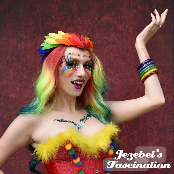 Rainbow Feather Crown Fairy Fantasy Pixie Oracle Nymph Goddess Gay
