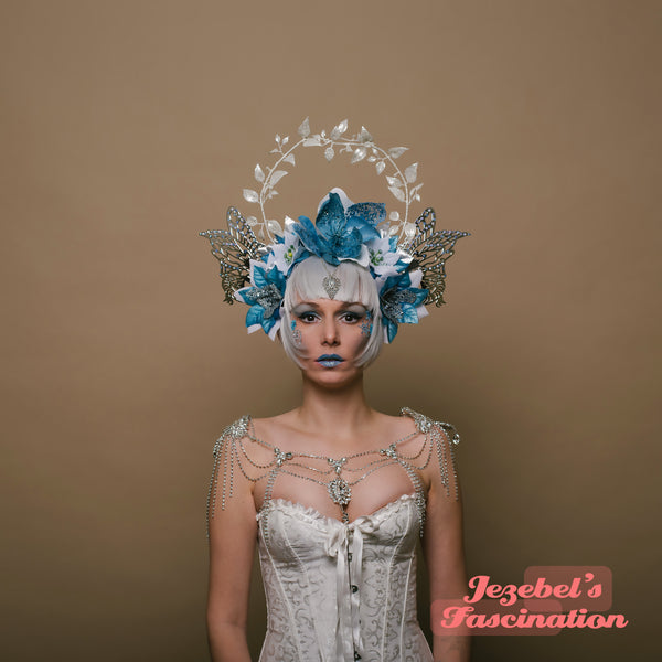 Winter Woodland Queen Rave Fairy Head Piece Ice Blue Silver Pixie Wing –  Jezebel's Fascination