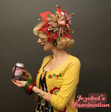 Tacky Christmas Tiki Flamingo Kitschmas Fascinator, Light Up Jungle Belles Santa Hat Headpiece, Poinsettia Hair Flower, Holiday Party Tikimas Unique Hand Made Sippin Santa Pin Up Party Holiday Mele Kalikimaka Kitsch Novelty Googie Bells Headwear