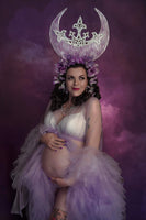 Pink Moon Lace Star Flower Crown Goddess Majestic Tarot Polaris Witch Wicca Mystical Headdress Electric Forest Cosmic Galaxy Empress Pagan Fairy Faerie Headpiece Pastel Rose Art Nouveau Oracle Ethereal Astrology Occult Priestess Maternity Fantasy Magical