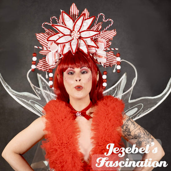 Large Peppermint Candy Cane Red White Stripes Crown, Kitschmas Ugly Ch –  Jezebel's Fascination