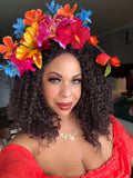 Bright Rainbow Tiki Tropical Jungle Fascinator, Dapper Day Large Polynesian Pop Hair Flower, Hukilau Pink Purple Orange Blue Red Hawaiian Headpiece, Orchid Lily Hibiscus Chinese Lantern Pin Up Rain Forest Garden Party, Oasis Summer Tikibilly Hulabilly